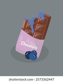 Illustration with Chocolate Bar at Blueberry Taste