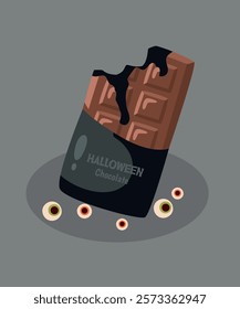 Illustration with Chocolate Bar at Halloween Taste