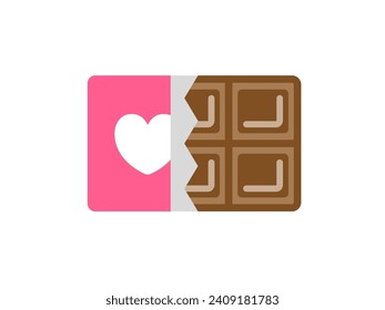 Illustration of a chocolate bar icon for Valentine's Day.