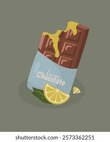 Illustration with Chocolate Bar at Lemon Taste