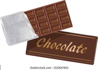 Ilustración de la barra de chocolate y del paquete
