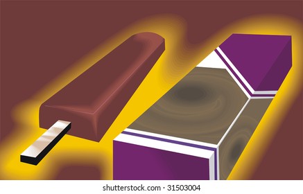 illustration of chocolate bar with packet	