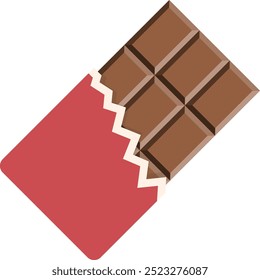 Illustration of a chocolate bar partially unwrapped.