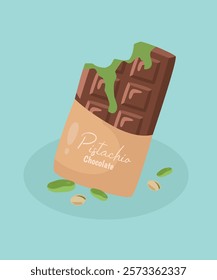 Illustration with Chocolate Bar at Pistachio Taste