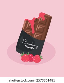 Illustration with Chocolate Bar at Strawberry Taste