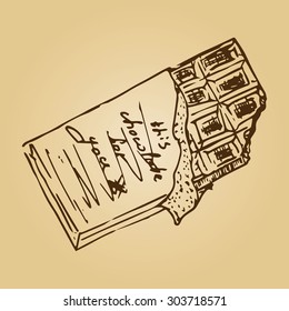 Illustration. Chocolate bar in vintage style. This chocolate for you.