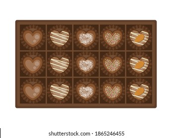 Illustration of chocolate in a box.
