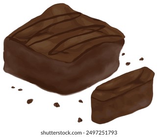 Illustration of Chocolate Brownis. Vector Art. Dessert Art