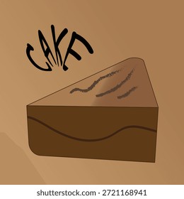 Ilustración de pastel de chocolate con fondo marrón