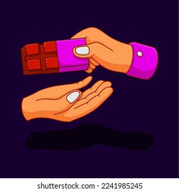 ilustración de caramelos de chocolate en tu mano