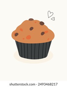 Ilustración con Chocolate y Caramelo en Muffin