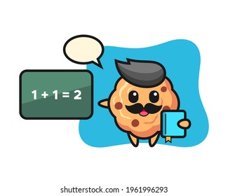 Illustration of chocolate chip cookie character as a teacher, cute style design for t shirt, sticker, logo element