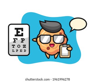 Illustration of chocolate chip cookie mascot as a ophthalmology, cute style design for t shirt, sticker, logo element