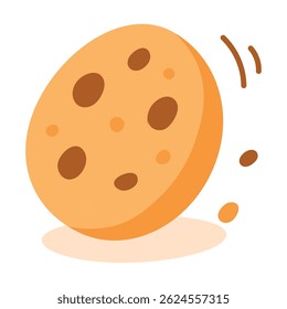 An illustration of a chocolate chip cookie on a white background