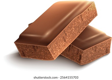 illustration of chocolate chunks isolated white background