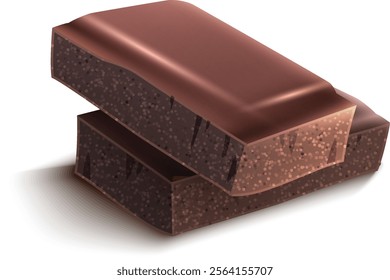 illustration of chocolate chunks isolated white background