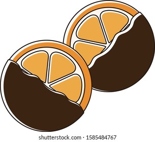Illustration of chocolate dipped oranges