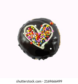 illustration of chocolate donut cake with heart decoration vector	