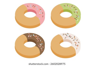 Illustration of a chocolate donut with colored spray