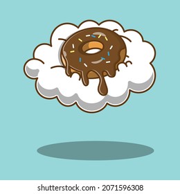 illustration of chocolate donuts above the clouds