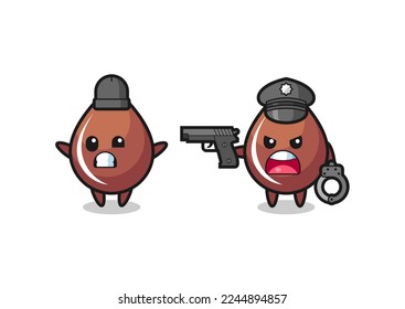 Illustration von Schokoladentrauber mit von der Polizei gefangener Handauflage , süßes Design für T-Shirt, Aufkleber, Logo-Element