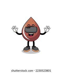 Illustration of chocolate drop with a vr headset , character design