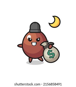 Illustration of chocolate egg cartoon is stolen the money , cute design
