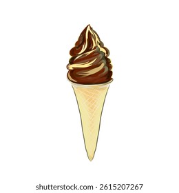 illustration of a chocolate flavored ice cream cone without a background