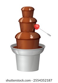 Illustration of a chocolate fountain with strawberries