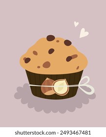  Ilustración con Chocolate y Avellana en Muffin