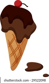 illustration of chocolate ice-cream in a cone