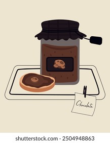 Illustration with Chocolate at Jam and Bread