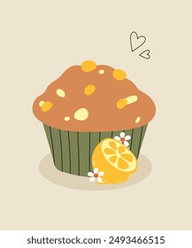  Ilustración con Chocolate y Limón en Muffin