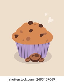 Ilustración con Chocolate en Muffin