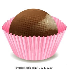 illustration of Chocolate Pink Cupcake  on white