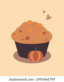 Ilustración con Chocolate y Calabaza en Muffin