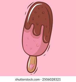 illustration of chocolate strawberry flavored ice cream sticks