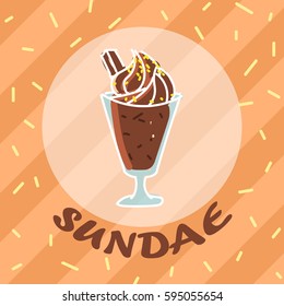 Illustration: Chocolate Sundae with Background.