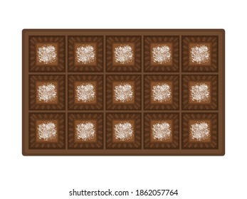Illustration of chocolate sweets in a box.