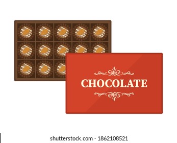 Illustration of chocolate sweets in a box.