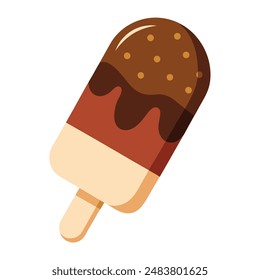 illustration of chocolate vanilla ice cream popsicle