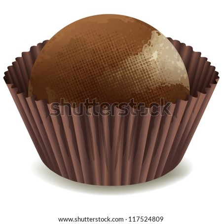 illustration of chocolates in brown cup on a white background