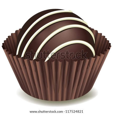 illustration of chocolates in brown cup on a white background