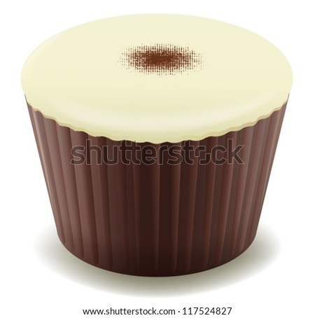 illustration of chocolates in brown cup on a white background