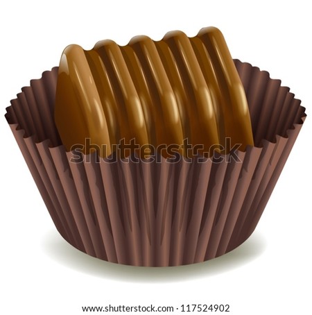 illustration of chocolates in brown cup on a white background