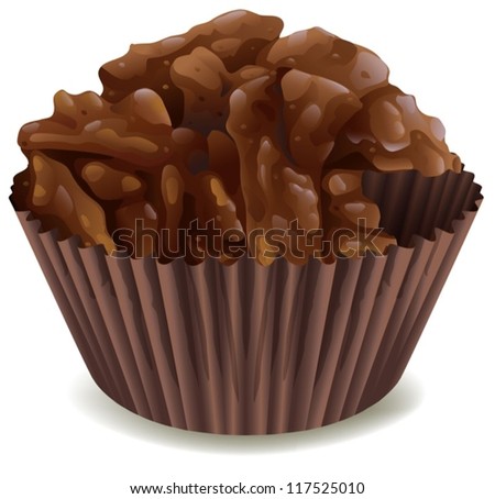 illustration of chocolates in brown cup on a white background