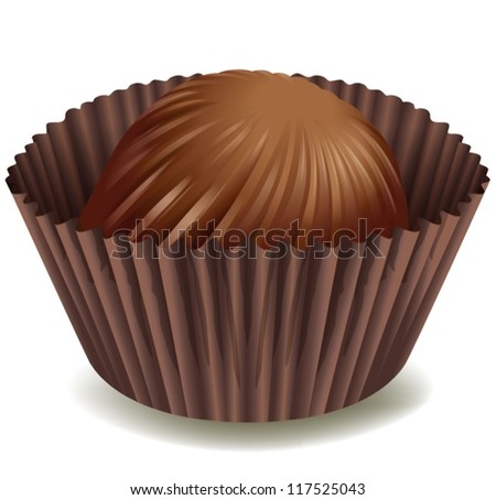 illustration of chocolates in brown cup on a white background