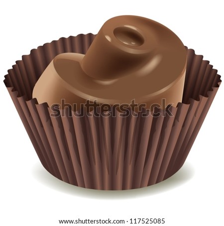 illustration of chocolates in brown cup on a white background