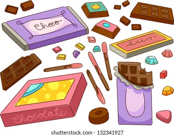 Illustration of Chocolates Design Elements