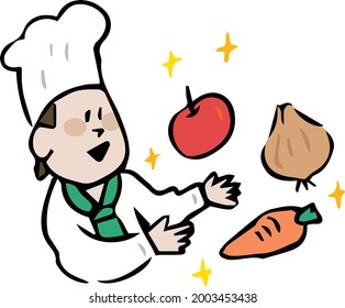 Illustration of choosing vegetables and ingredients